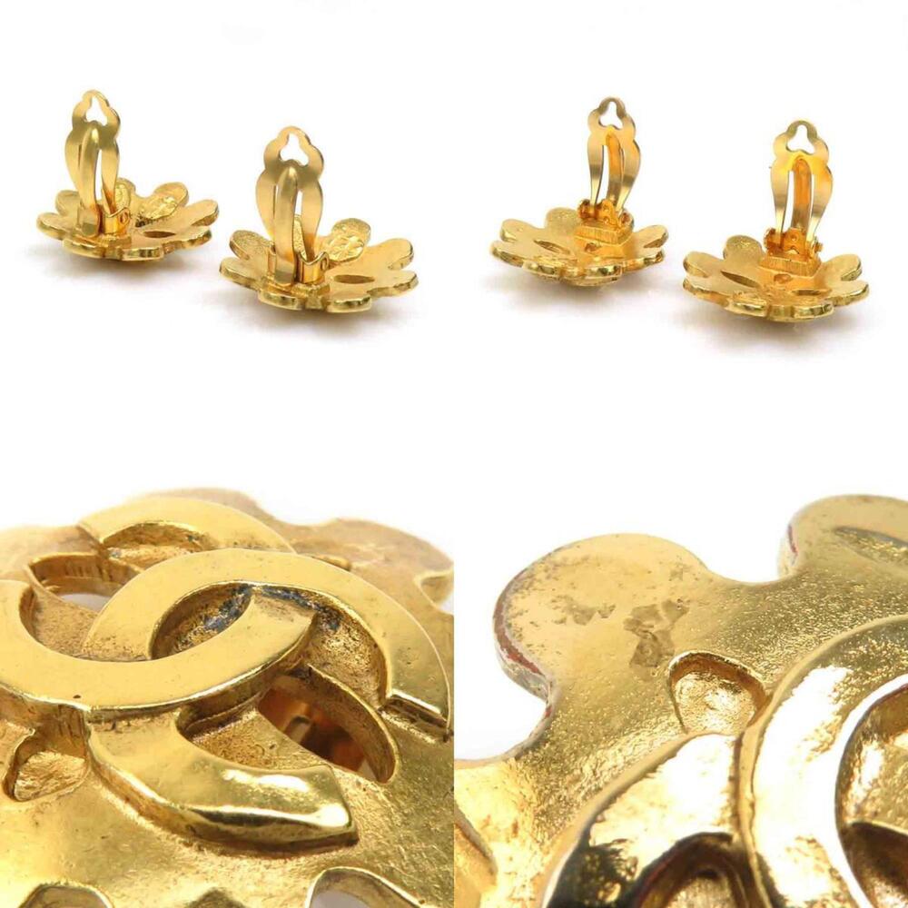 CHANEL Authentic Gold Logo Earrings - Picture 4 of 5